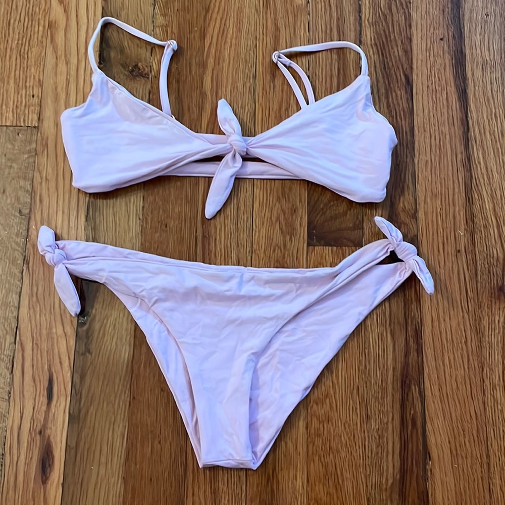 Lavender ties L space bikini